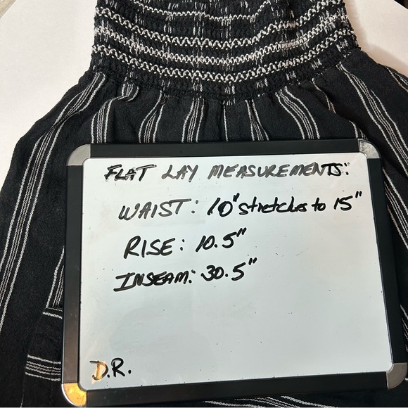 Rewash Linen Blend Striped Wide Leg Pants w a Smocked Waistband Boho High Waist - Picture 16 of 16